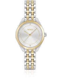 BOSS - Crystal-index Watch With Two-tone Bracelet Women's Watches Size Onesi - Lyst