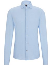 BOSS - Casual-fit Overhemd Met Lange Mouwen Van Katoenen Jersey - Lyst