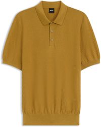 BOSS - Regular-Fit Strick-Poloshirt Aus Strukturiertem Gewebe - Lyst