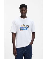 HUGO - Cotton-Jersey T-Shirt With Printed Artwork - Lyst