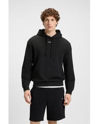 HUGO - Cotton-Terry Relaxed-Fit Hoodie With Logo Print - Lyst