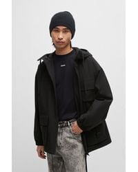 HUGO - Water-repellent Parka Jacket With Stacked-logo Buckle - Lyst