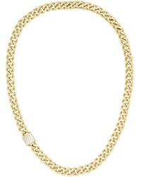 BOSS - Yellow-gold-effect Curb-chain Necklace With Monogram Square - Lyst