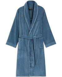 BOSS - Cotton Dressing Gown With Piping And Embroidered Branding - Lyst