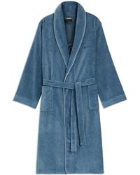 BOSS - Cotton Dressing Gown With Piping And Embroidered Branding - Lyst