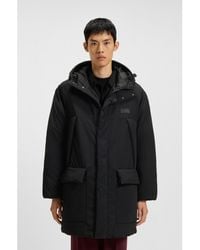 HUGO - Water-Repellent Hooded Puffer Coat With Split Logo - Lyst