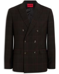 HUGO - Extra-Slim-Fit Blazer Van Scheerwol Met Ruitdessin - Lyst