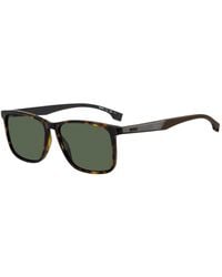 BOSS - Havana-Acetate Sunglasses With Rubber Temples - Lyst