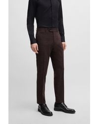 BOSS - Slim-fit Trousers In Wool And Linen - Lyst