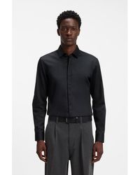 HUGO - Slim-Fit Cotton Shirt With A Concealed Button Front - Lyst