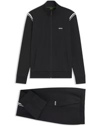 BOSS - Conjunto De Chándal Regular Fit De Algodón Elástico Con Apliques A Rayas - Lyst