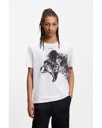 HUGO - Cotton-Jersey T-Shirt With Cobra Print - Lyst