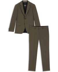 BOSS - Tweedelig Slim-Fit Pak Van Een Wolmix Met Visgraatpatroon - Lyst