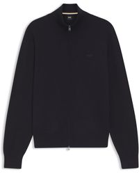 BOSS - Cardigan En Maille De Coton Avec Logo Brodé - Lyst