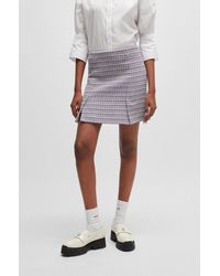 HUGO - Patterned Mini Skirt In A Cotton Blend - Lyst