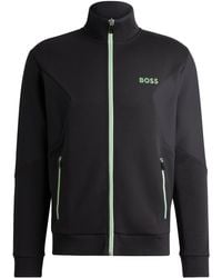 BOSS - Sweatjacke aus Baumwoll-Mix mit Reißverschluss und erhabenem 3D-Logo - Lyst