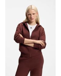 HUGO - Cotton-Terry Zip-Up Hoodie With Stacked-Logo Embroidery - Lyst