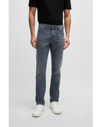 BOSS - Slim-fit Jeans In Grey Italian Super-soft Denim - Lyst