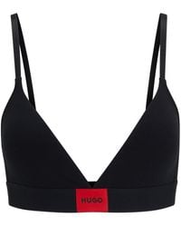 HUGO - Stretch-cotton Triangle Bra With Red Logo Label - Lyst