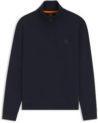 BOSS - Cotton-Terry Sweatshirt With Zip Collar - Lyst