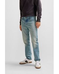 BOSS - Regular-fit Jeans In Blue Rigid Denim - Lyst