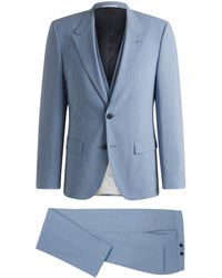 HUGO - Driedelig Slim-Fit Pak Van Materiaal - Lyst