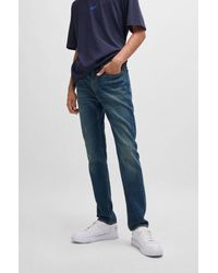 HUGO - Slim-fit Jeans In Blue Stretch Denim - Lyst
