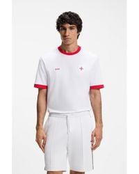 BOSS - Stretch-Cotton T-Shirt With Country Flag And Logo - Lyst