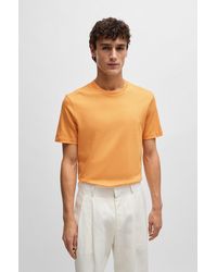 BOSS - Regular-fit T-shirt In Structured Mercerised Cotton - Lyst