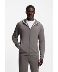 BOSS - Cotton-Blend Zip-Up Hoodie With Contrast Binding - Lyst