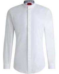 HUGO - Slim-Fit Hemd aus Baumwolle mit Muster unter der Blende - Lyst