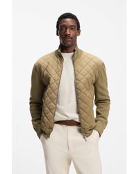 BOSS - Knitted-Wool Jacket With Quilted Front - Lyst