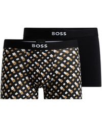 BOSS - Two-pack Of Stretch-cotton Trunks With Logo Waistbands - Lyst