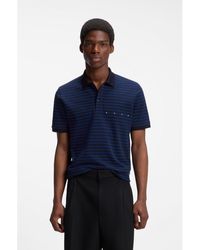 HUGO - Cotton-Piqué Polo Shirt With Horizontal Stripe - Lyst