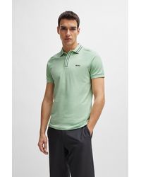 BOSS - Stretch-cotton Polo Shirt With Stripes And Logo - Lyst