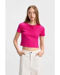 HUGO - Cotton-Blend Slim-Fit T-Shirt With Stacked-Logo Embroidery - Lyst