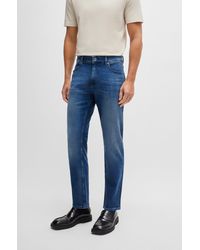 BOSS - Slim-fit Jeans In Blue Cashmere-touch Denim - Lyst