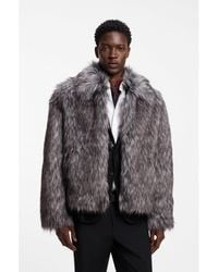 HUGO - Faux-Fur Jacket With A Statement Collar - Lyst