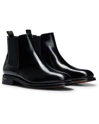 BOSS by HUGO BOSS Chelsea Boots In Italian Leather With Polished Effect - Black