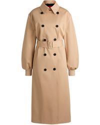 HUGO - Oversized-fit Double-breasted Trench Coat In Cotton - Lyst