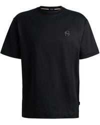 BOSS - Oversized-fit T-shirt Van Gemerceriseerde Katoen Met Dubbel Monogram - Lyst