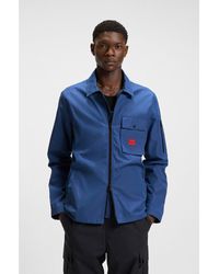 HUGO - Zip-Up Cotton-Blend Canvas Overshirt With Logo Label - Lyst
