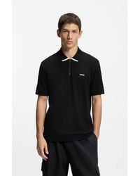 HUGO - Cotton Piqué Polo Shirt With Zip Neckline - Lyst