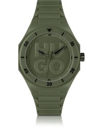 HUGO - Grüne Uhr mit tonalem Silikonarmband - Lyst