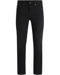 BOSS - Delaware Slim-Fit Jeans Aus Besonders Softem Schwarzem Denim - Lyst
