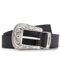 HUGO - Italian-leather Belt With Ornate Buckle, Keeper And Tip - Lyst
