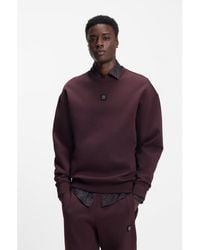 HUGO - Cotton-Blend Sweatshirt With Stacked-Logo Badge - Lyst