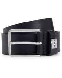 BOSS - Italian-Leather Belt With Logo Keeper - Lyst