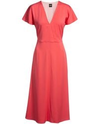BOSS - Kleid Aus Stretch-Gewebe Mit V-Ausschnitt - Lyst