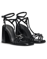 HUGO - Leather Sandals With Chunky Block Heel - Lyst